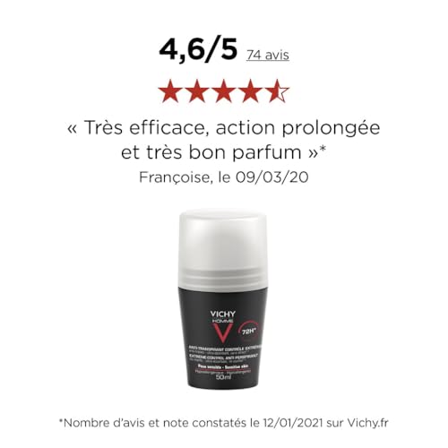 Déodorant Vichy Homme efficacité 72h contrôle extrême bille anti-transpirante - 5