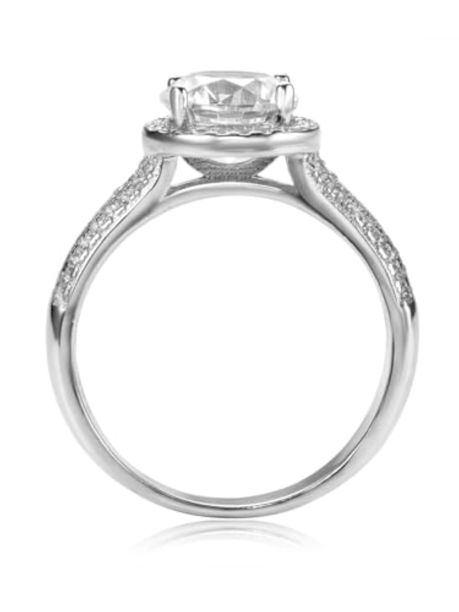 Women's Rhodium Plated 925 Sterling Silver CZ Studded Ring