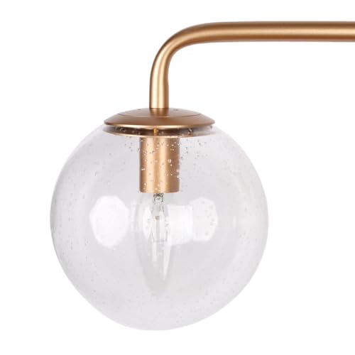 Image of KSANA Black and Gold Bathroom Light Fixtures, 3-Light Globe Vanity Lights for Bathroom with Seeded Glass Lampshade, Modern Bathroom Vanity Lighting Light Fixtures Over Mirror