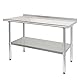 HARDURA Edelstahl Tisch Lebensmittelzubereitung Arbeitstische 61×122cm Heavy Duty Commercial mit Unterboden und Backsplash für Restaurant Küche Haus und Hotel