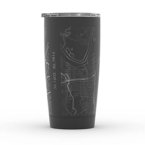 Well Told Engraved Nashville Tennessee Map Insulated Coffee Tumbler, Etched Stainless Steel Mug (20 oz, Black) City Map Insulated Tumbler, Custom Travel Mug, Outdoor Drinkware - Image 4
