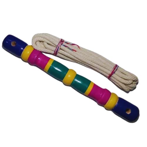 Image of Cradle Stick in Wood for Baby - Traditional Wooden Thottil Kambu | Baby Cradle Swing Stick with Rope | Multicolour | Safe and Durable Baby Cradle Accessories