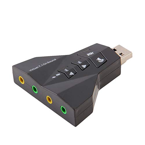 ArgoBa Adaptador de Tarjeta de Sonido de Audio de 7.1 Canales virtuales para PC portátil Ordenador portátil Interfaces de 3,5 mm Micrófono USB Adaptador de Altavoz Uso Simple