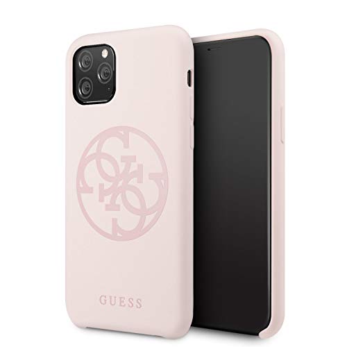 Guess Coque en Silicone 4G Tone on Tone - GUHCN58LS4GLP pour iPhone 11 Pro - Rose Clair