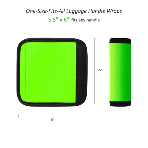 Image of 5 Pack Neoprene Luggage Handle Wraps - Soft Grip Covers for Suitcase, Carry-On & Backpacks - Travel Accessory & Colorful Baggage Identifier (5 Pack Green)