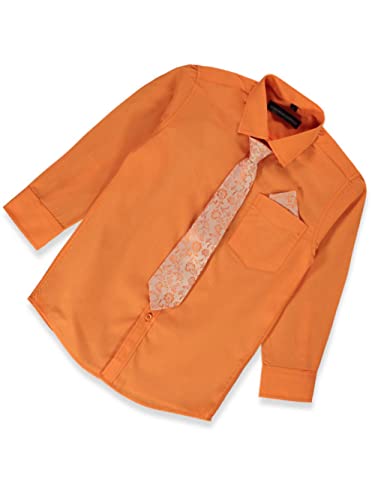 Kids World Boys' Dress Shirt & Tie (Patterns May Vary) - blorange, 5 Pink2
