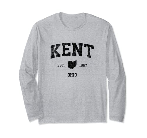 Kent Ohio OH Diseño deportivo vintage estampado negro Manga Larga
