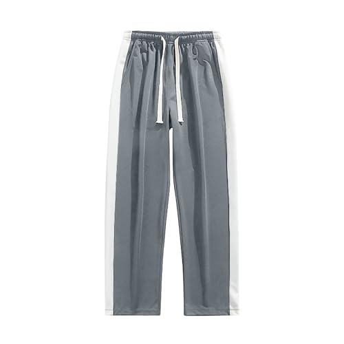 Finelylove Mens Pants Silk Casual Pants Ealstic Waist Drawstring Lounge Pants Wide Leg Baggy Pants Color Block Trousers3