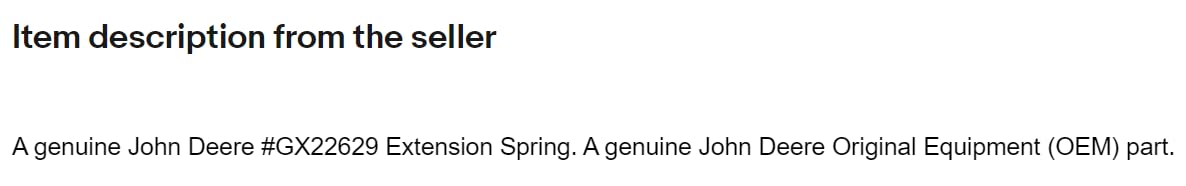 JunShape Original Equipment Extension Spring #GX22629?Replacement for John Deere OEM