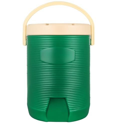 HJJ ウォータージャグ キャンプ ポリタンク ステンレス ポリタンク ステンレス 大容量 便利なハンドル 蛇口付き お湯 ジュース ミルクティー ミルク 豆乳 コーヒー用 アウトドア キャンプ 家族の集まりやレストラン (グリーン,15L蛇口なし)