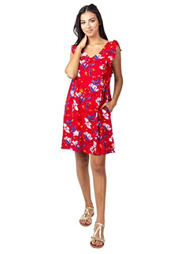 Robe courte rouge sans manches Zola aux finitions raffinées