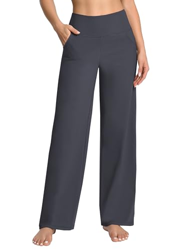 Image of BUBBLELIME Women High Waist Wide Legs Yoga Pants Loose Sweatpants Pockets | 29 inch /31 inch /33 inch /35 inch /37 inchInseam,2 Styles / Dress /Basic,Lounge,Comfy,Stretch Casual Work