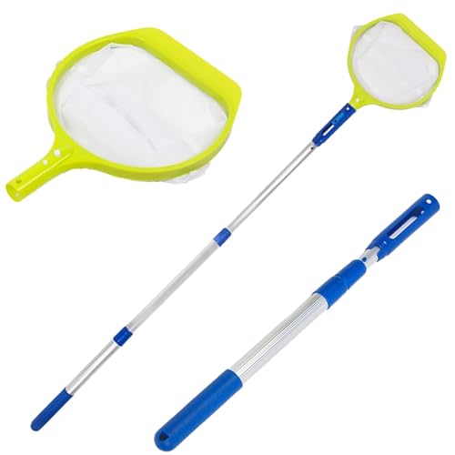 Épuisette de Piscine Filet Écumoire - Manche Réglable | Ramasse-Feuilles pour Piscine,pour Bassins Aquariums Spas Étangs Lacs Terrasses