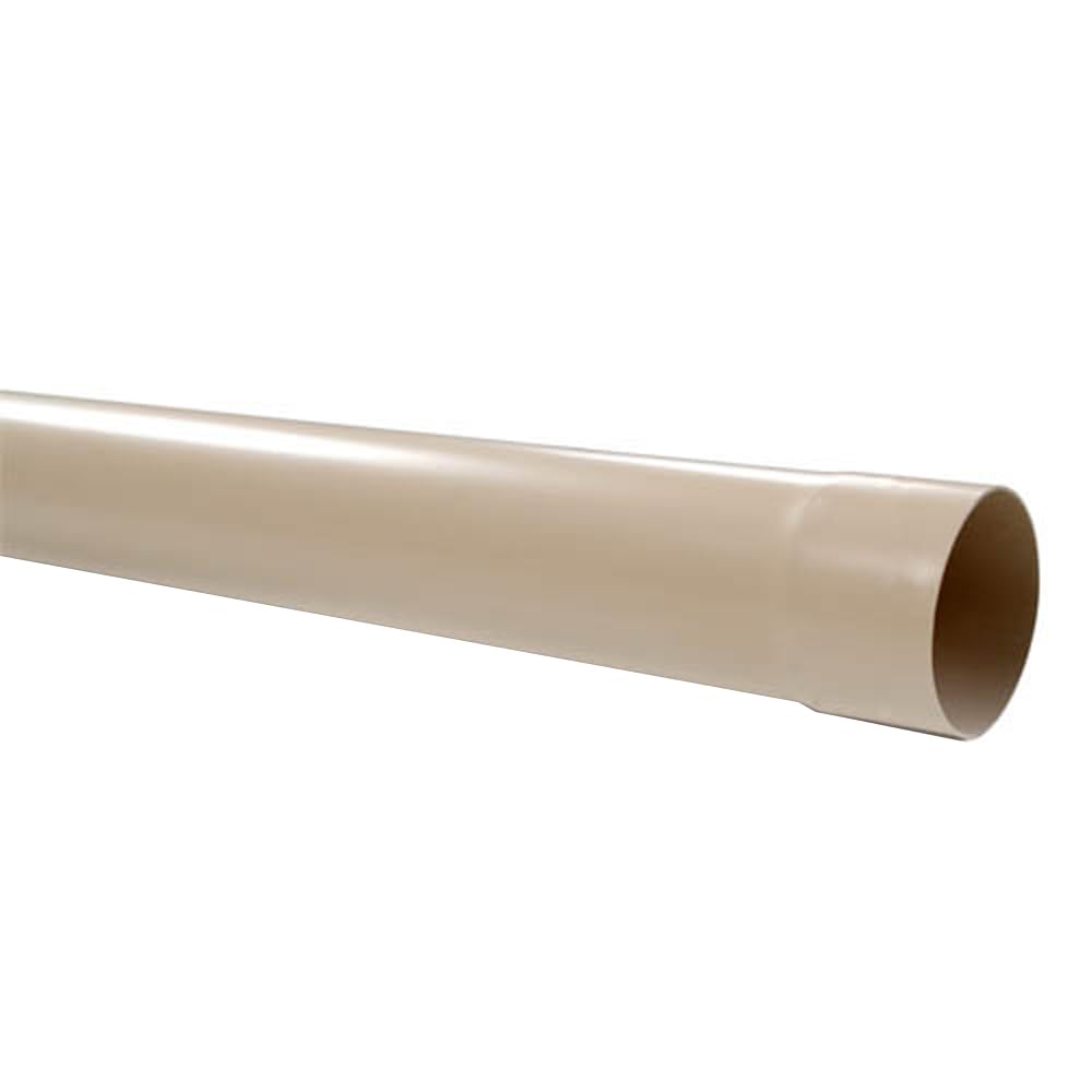 First Plast - Gouttière PVC 25 demi-ronde - Tube de descente gouttière 25 - Ø80 sable 4 m -