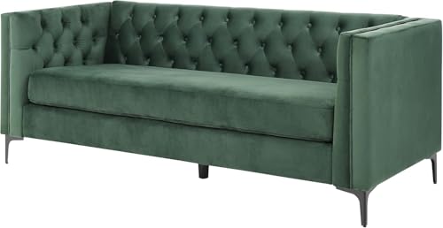 Image of Chesterfield Traditional 3 Seater Luxury Sofa Loving Sofa Button Tufted for Living Room, Guest Room, Bedroom, and Your Loving Space (Dark Green)