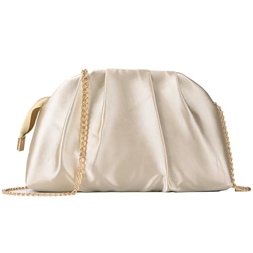 Pleated Satin Clutch Bag for Evening Events