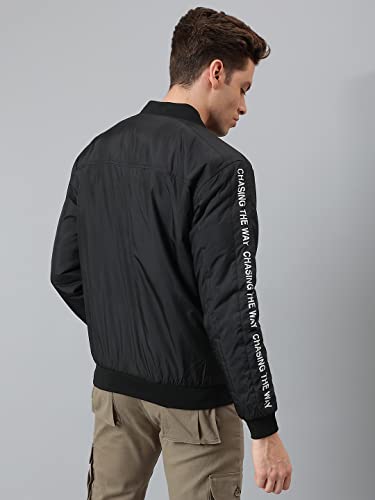 Image of Dennis Lingo Men's Polyester Long length Long Sleeves Bomber Jacket - Mandarin Collar, Welt Pocket, Lightweight, Casual Winterwear