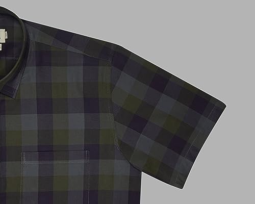 Image of GHPC 100% Cotton Checkered Half Sleeves Regular Fit Formal Shirt for Men