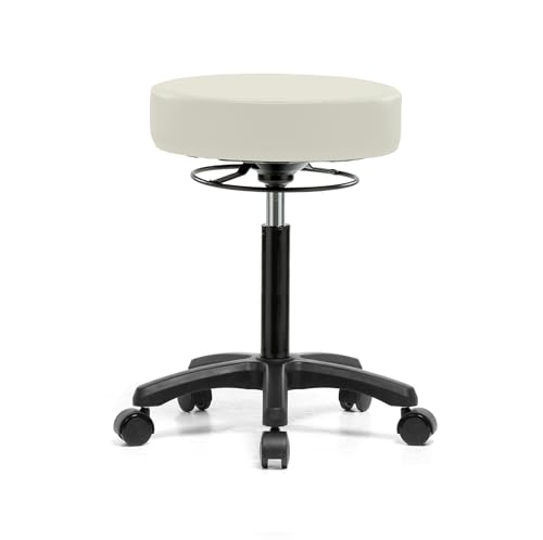 Image of Perch Life Height Adjustable Stool | Medium Bench Height 20.5-28 inch | Off-White Vinyl