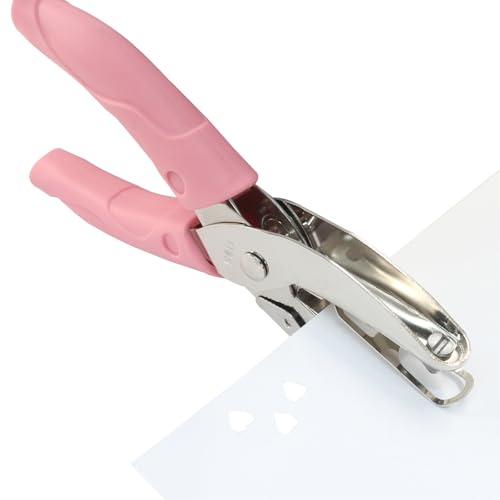 Perforadora de papel de mano con forma de corazón metálica y ergonómica de 1/4