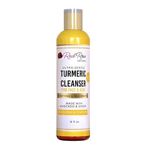 Red Rose Naturals Turmeric Soap Cleanser For Dark Spots, Face And Body Brightening, All Natural Lemon Scent, Cleansing Acne Face Wash With Tea Tree, Vegan 8 oz.
