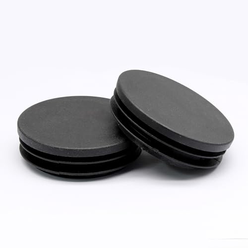 Image of Hordion 8 Pcs 45mm (1 3 /4 inch) Round Plastic Plugs, Tubing End Cap Black Insert End Caps Floor Protector for 1 1 /2 inch to 1 11 /16 inch ID Metal Tube Pipe Post Chairs Furniture
