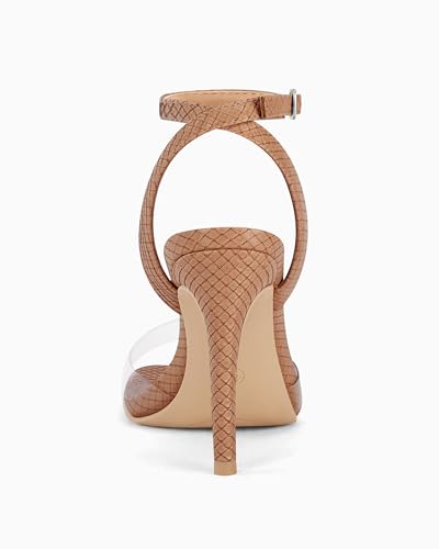 Image of Coutgo Womens Clear Heels Sandals Square Toe Ankle Strap High Heeled Stiletto