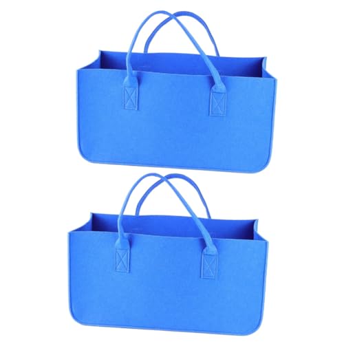 Cabilock 2 Piezas bolso de compras de fieltro bolsa de playa bolsa portátil bolsas almacenaje bolsas de almacenamiento tote bolsas de compras bolsa de compras de almacenamiento sintió Blue