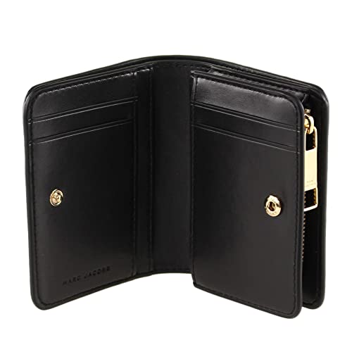 Marc Jacobs S101L01SP21 Black With Gold Hardware Top Stitched Compact Zip Women's Leather Wallet3