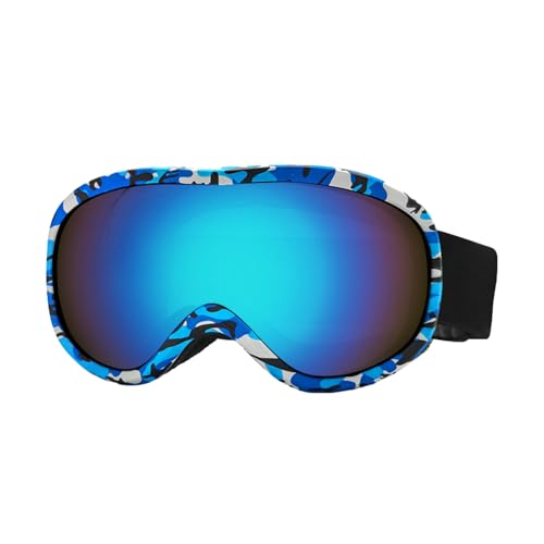 keynoyin Gafas de esquí de doble capa antivaho, transpirables, resistentes al viento y protegen los ojos, envueltas en azul flor + hoja azul de imitación