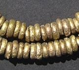 Nigerian Brass Beads - African Rondelle Ethnic Tribal Donut Disk Beads