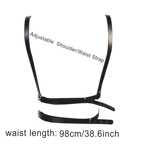 Punk Black Leather Chest Harness Vest Gothic Body Waist Belt Chain Bra Harajuku Straps Rave Dress Party Accessory for Women Girls4