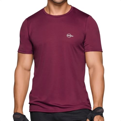SELENE Camiseta Dry Fit Masculina Lisa Academia Esportiva, Bordô, G