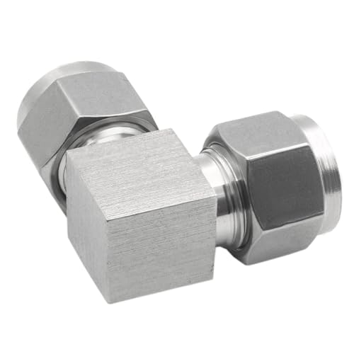 Image of Stainless Steel 304 Compression 90 Degree Elbow 1 inch OD x 1 inch OD Tube Fitting with Double Ferrule, Pack of 2