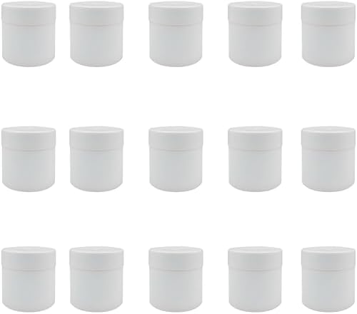 15 Pack 50g White Plastic Tubs with Screw-On Lids