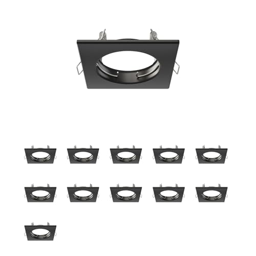 ledscom.de 12 Ceiling mounting Frames RIR, Angular, Black matt, Black (Matt), 12 pieces (pack of 1)