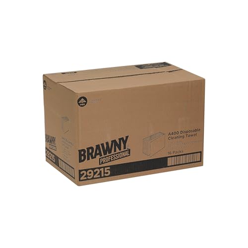 Image of Georgia-Pacific Brawny Professional 1 /4-Fold A400 Disposable Cleaning Towel by GP PRO (Georgia-Pacific), White, 29215, 50 Towels Per Pack, 16 Packs Per Case (800 Total)