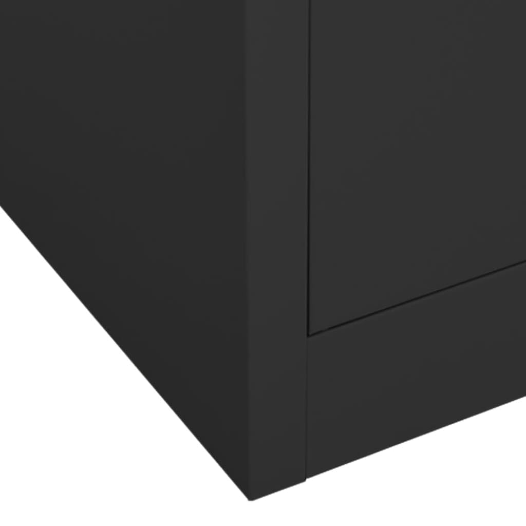 ACAGALA Armadio in metallo a doppia porta con 4 aste appendiabiti e 2 ripiani, armadietto portaoggetti, con serratura, per spogliatoio, dormitori, ufficio, 80 x 50 x 180 cm, antracite