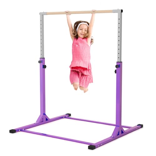 Joppoint Gymnastics Bar, Adjustable Gymnastic Horizontal Bar for Kids Age 3-15 Home Gym Equipment Indoor (Purple)