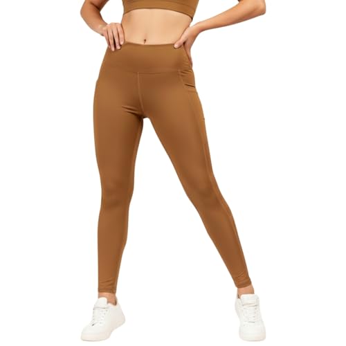 Image of NINQ high Waist Women Gym Compression Pants for Workout with Pocket, Yoga & Exercise, Active Wear Legging Sports Tights Trousers with Comfortable Fit for Running, Jogging & Training