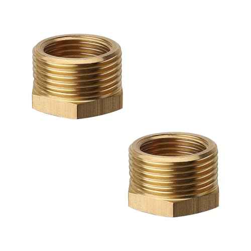 Reduzierung 3/4 auf 1/2 2 Stück Messing Reduzierstück Gewindefitting 3/4 Zoll Aussengewinde × 1/2 Zoll Innengewinde Reduziernippel für Industrie Gewerbe und Haushalt