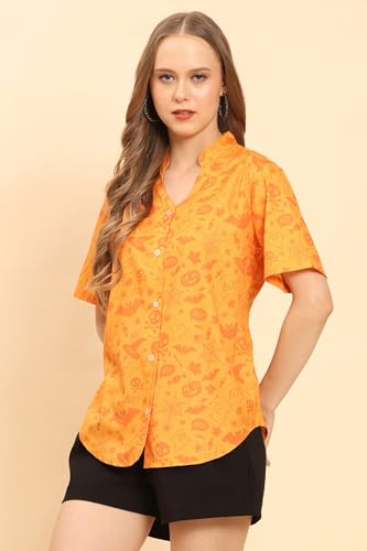 Image of Womens Casual Shirt Soft Beach Shirts Floral Tropic Print V Neck T-Shirt Short Sleeve Button Up Tops