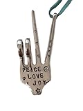 Peace Sign Ornament Handmade from Recycled Silver Fork Hand Stamped Christmas Ornament with Teal Leather Gift for Tree or Door Eco Friendly 2025 Decor