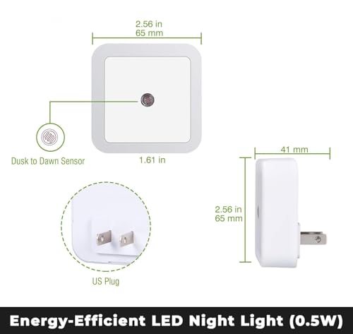 Image of MotiBaNight Light Sensor Control Square Lamp Energy Saving LED Sensor Lamp Nightlight for Children Kids Bedroom - Pack of 1 (Warm White)
