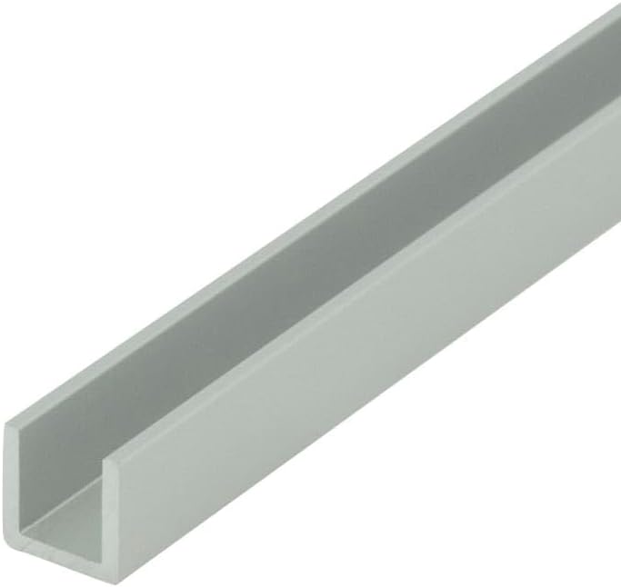 Clear Anodized 1/4'' Inside Dimension Aluminum U-Channel 36'' Length (Pack of 4) Alu257-S C-Channel