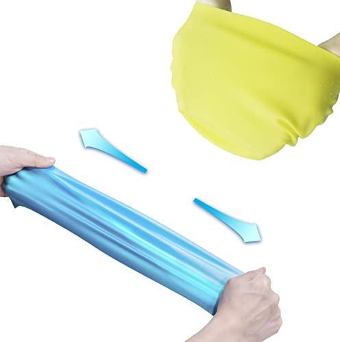 Redcrab 2 Pack Swim Caps For Kids, Baby Waterproof Bathing Caps,Boys And Girls Swim Caps Baby Durable Silicone Kid Swimming Cap Blue And Yellow #TOP2