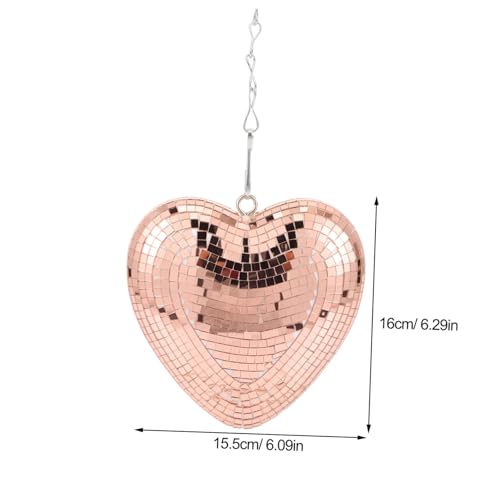 Bola espejada en forma de corazón colgante Ciieeo, acabado dorado rosa, para bodas y fiestas temáticas miniatura 2