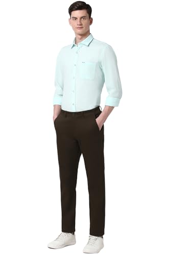 Image of Peter England Men's Straight Fit Mid Rise Chino Casual Trouser with Premium Dobby