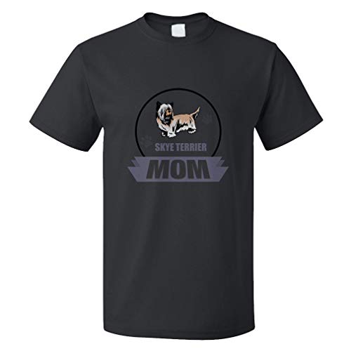 Custom Funny Graphic T Shirts for Men Mom Skye Terrier Dog Cotton Top Black Design Only 2X Large