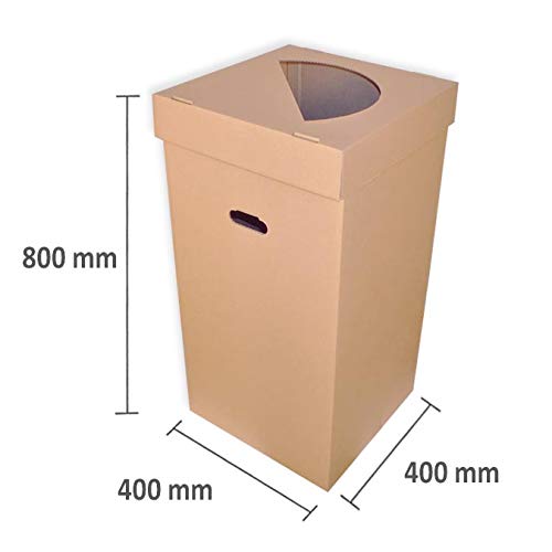 Pack 10 Papeleras de Cartón 400x400x800mm. Fondo con asas + tapa automontable. Canal Simple (10)